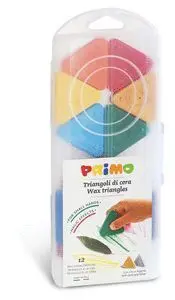 Triangulos Cera 5 mm 12 Colores en Caja de Plastic