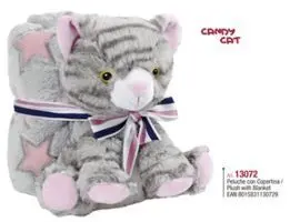 Peluche + Manta Gato Gris