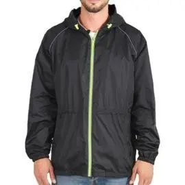 Chubasquero Hombre Negro Detalles Reflectantes T.