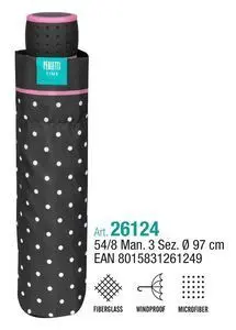 Paraguas Mujer Plegable 54/8 Manual. Negro con To