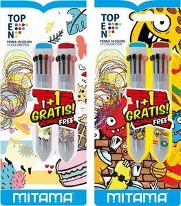 Boligrafo 10 Colores Blister Dibujos Surtidos 1+1
