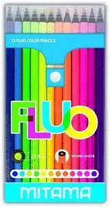 Lapices de Color Redondos Lacados Fluo / 12 uds /