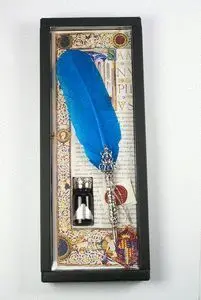 Set Pluma Decorada Filigrana Azul con Tinta 15 Cc