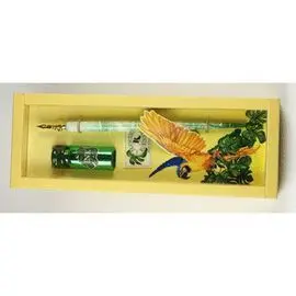 Set Pluma Vidrio + Tinta 10Cc Loros Amarillo