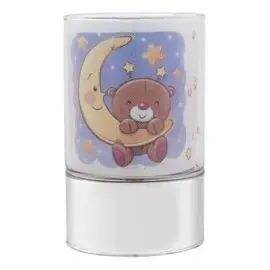 Lampara de Cristal H. 15 Oso con Luna - Azul Claro