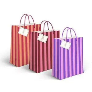 Bolsa Papel M 23 X 10 X 18Cm Rayas Bicolor Surtida