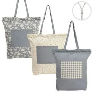 Bolsa Algodon con Cremallera y Bolsillo Azul Surti