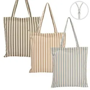 Bolsa Algodon con Cremallera Rayas Surtidas