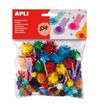POMPONES COLORES BRILLANTES TAMAÑO SURTIDO 78 UNID
