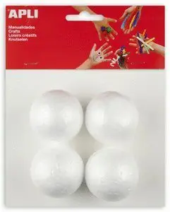 Bola Corcho Blanco Apli Porexpam 50Mm Blister 4 un