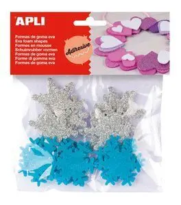 Figuras Goma Eva Adhesivas Copo de Nieve Purpurina