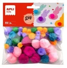 Pompones Colores Suaves Surtidos 50 Unidades