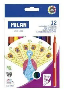 Rotulador Milan Punta Fina 12 Colores Surtidos