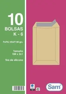 Bolsa Kraft 184X261 80Gr K6 Tira Silicona P/10
