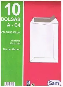Sobre Bolsa Ac4 Blanco 229X324 P/10 Tira Silicona