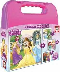 Princesas Disney 4 Puzzles Progresivos 12-16-20-25 Piezas