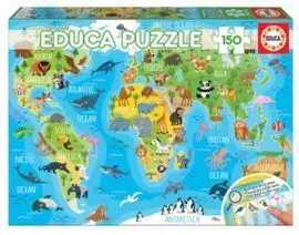 Puzle Mapa Mundi Animals 150 Pzas