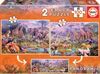 PUZZLE 2X100 ANIMALES SALVAJES DINOSAURIOS