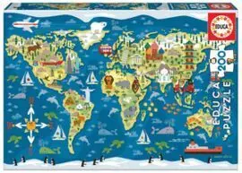 Puzzle Educa 200 Piezas Mapamundi