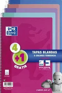 Pack 5 Cuad Oxford Fº Blanda Pastel 4X4