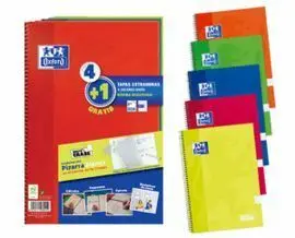 Pack 4 Cuadernos + 1 Oxford Tapa Extra Colores Fº 80H 4X4 + Pizarra Oxford