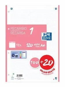 Recambio A4 100+20 Hojas 5X5 Rosa Chicle 90Grs