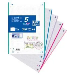 Recambio Oxford A4 Rayado Dots 100H 5 Bandas 4T Co