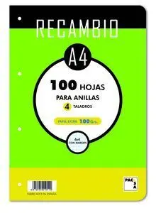 Recambio A4 Cuadro 4Mm 100Gr 4 Taladros Cantos Red
