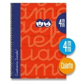 Bloc 4º Forrado Cuadrovia 4Mm 80H Tapa Dura Rojo