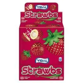 Strawbs Chicles Fresa con Relleno Acido 200 Unid.