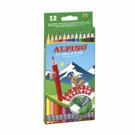 Caja de 12 Lapices Colores Hexagonal Alpino Borrable