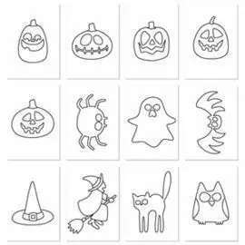 Pack 12 Cartulinas para Colorear Halloween Surtida