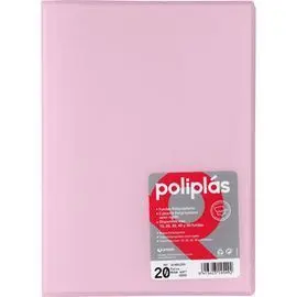 Carpeta Poliplas 20 Fundas Folio Transparente Rosa