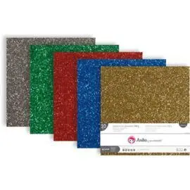 Cartulina 250 Gr Purpurina Rojo 12X12