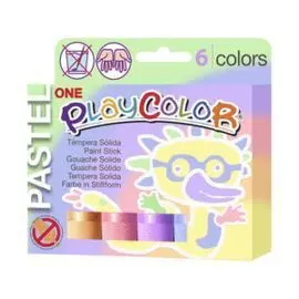 Tempera Solida Playcolor One 6 Colores Pastel