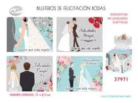 Billetero Boda Plata 48 Unidades Surtidas