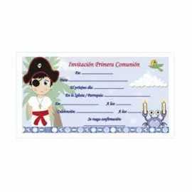 Blister 10 Invitacion Comunion Pirata