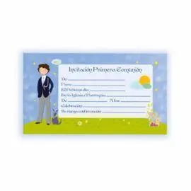 Invitacion Blister 10 con Sobre Comunion Niño Perr
