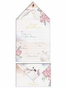 Invitacion Blister 10 Sobre Comunion Niña Lazos