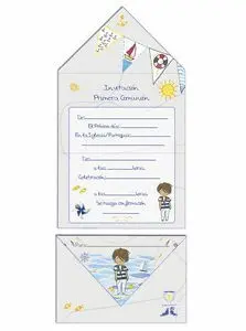 Invitacion Blister 10 Sobre Comunion Niño Mar