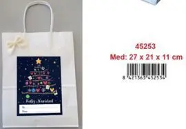Bolsa Pequeña Navidad Crema Arbol