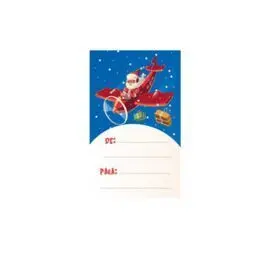 Rollo 250 Etiquetas Navidad Avion Papa Noel Nombre