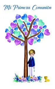 Rollo 250 Etiquetas Adhesivas Comunion Niño Arbol