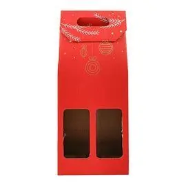 Botellero Doble Carton Navidad Rojo