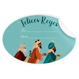 Rollo 250 Etiquetas Ovaladas Navidad Reyes Magos