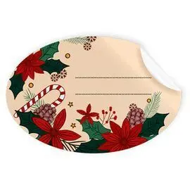 Rollo 250 Etiquetas Ovaladas Navidad Pascueros