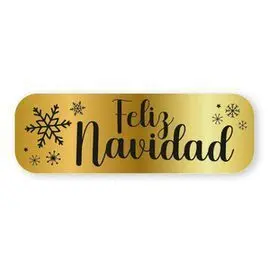 Rollo 250 Etiquetas Oro Feliz Navidad