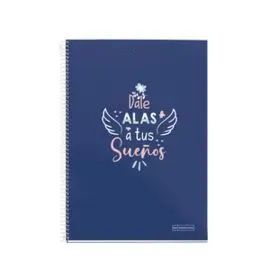Cuaderno T/D Folio Cuadro 4Mm 80H Frase Mr Azul