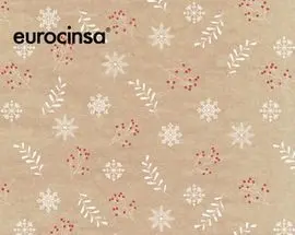 Papel Regalo Bobina 62Cm Kraft Flores Navidad