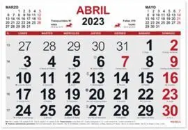 Calendario Mensual 2023